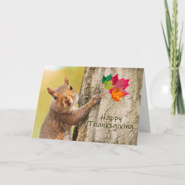 Cartes Pour Fêtes Annuelles Bon thanksgiving Écureuil mignon (Devant)