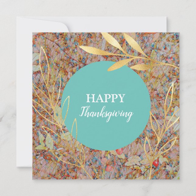 Cartes Pour Fêtes Annuelles Bon thanksgiving élégant doré feuillage d'automne (Devant)