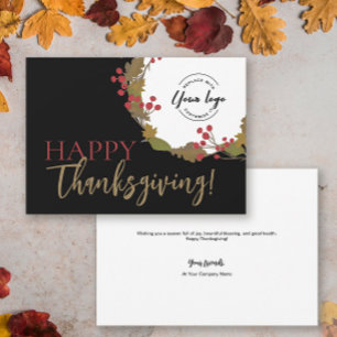 Cartes Pour Fêtes Annuelles Bon thanksgiving élégant Logo d'entreprise personn