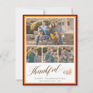 Cartes Pour Fêtes Annuelles Bon thanksgiving Élégant Script Photo Collage
