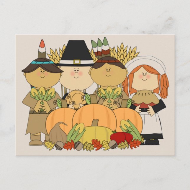 Cartes Pour Fêtes Annuelles Bon thanksgiving Enfants arrière - plan (Devant)