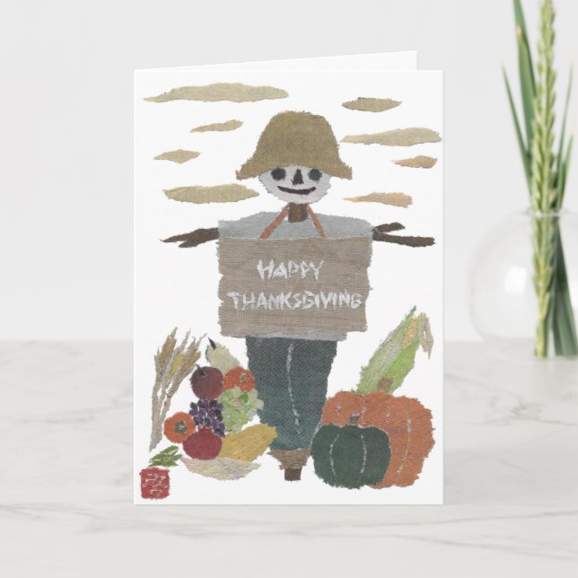Cartes Pour Fêtes Annuelles Bon thanksgiving, épouvantail, récolte (Devant)