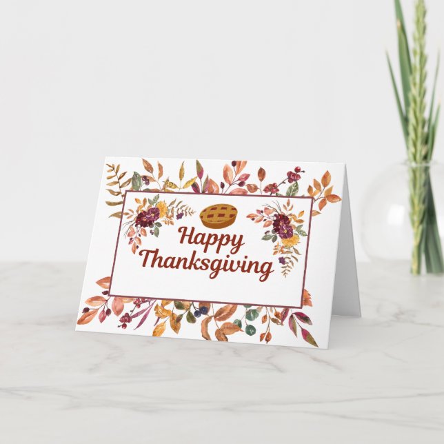 Cartes Pour Fêtes Annuelles Bon thanksgiving Feuilles d'aquarelle, Berries (Devant)