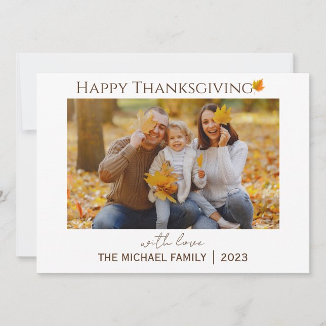 Cartes Pour Fêtes Annuelles Bon thanksgiving floral d'automne photo de famille (Devant)