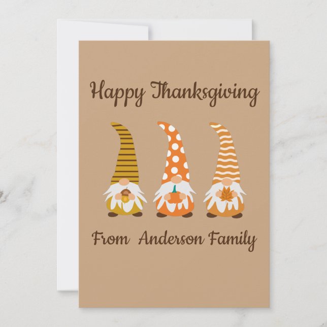 Cartes Pour Fêtes Annuelles Bon thanksgiving Gnomes d'automne (Devant)