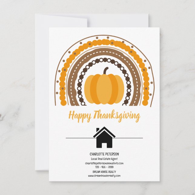 Cartes Pour Fêtes Annuelles Bon thanksgiving immobilier de style Boho (Devant)