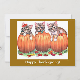 Cartes Pour Fêtes Annuelles Bon thanksgiving Kittens sur Citrouille, ZSSG