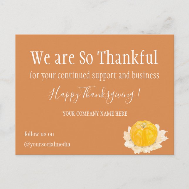 Cartes Pour Fêtes Annuelles Bon thanksgiving minimal de l'entreprise (Devant)