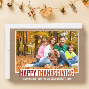 Cartes Pour Fêtes Annuelles Bon thanksgiving moderne Famille Photo Kraft