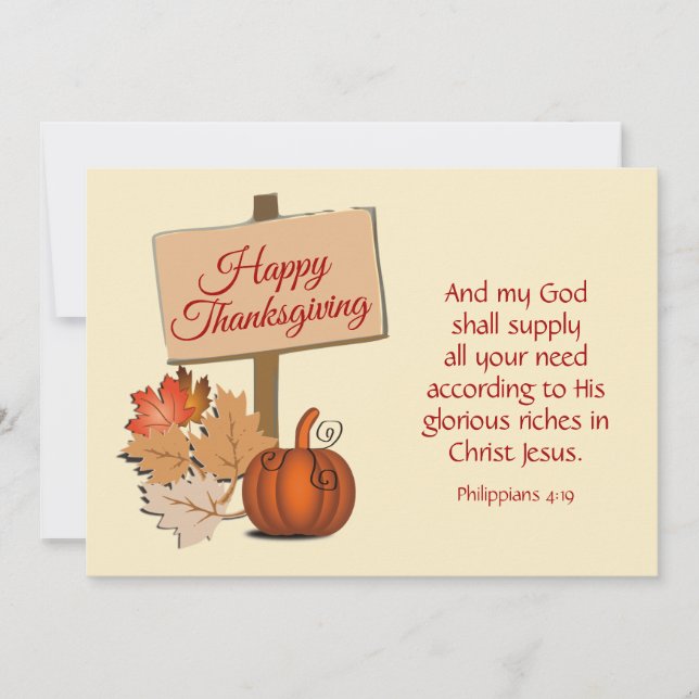 Cartes Pour Fêtes Annuelles BON THANKSGIVING Mon Dieu Apportera Chrétien (Devant)