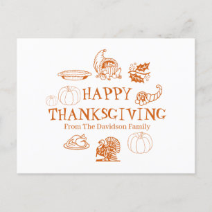 Cartes Pour Fêtes Annuelles Bon thanksgiving nom de famille personnalisé