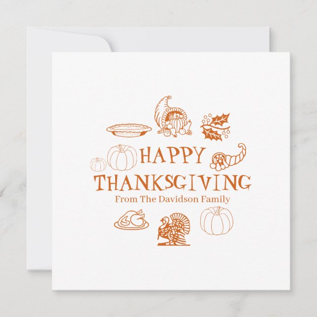 Cartes Pour Fêtes Annuelles Bon thanksgiving nom de famille personnalisé (Devant)