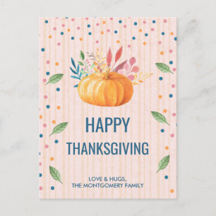 Cartes Pour Fêtes Annuelles Bon thanksgiving Orange Citrouille Faux Confetti