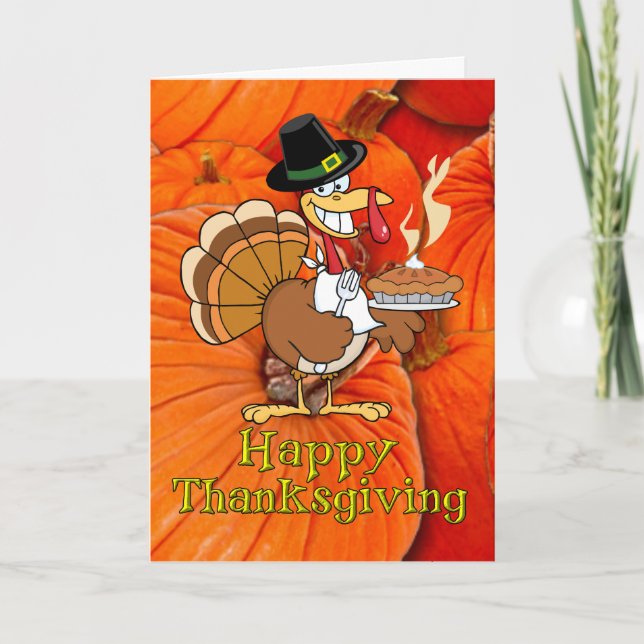 Cartes Pour Fêtes Annuelles Bon thanksgiving - Pèlerin de Turquie, tarte Citro (Devant)