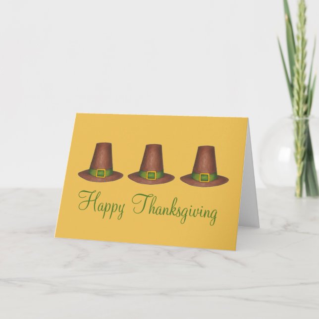 Cartes Pour Fêtes Annuelles Bon thanksgiving Pèlerin Puritain Casquette Turqui (Devant)