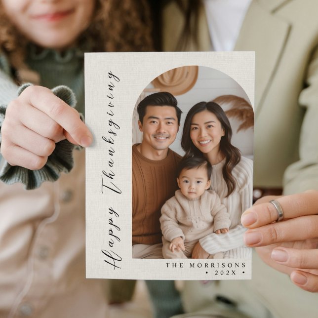 Cartes Pour Fêtes Annuelles Bon thanksgiving photo personnalisé blanc en toile (Créateur téléchargé)