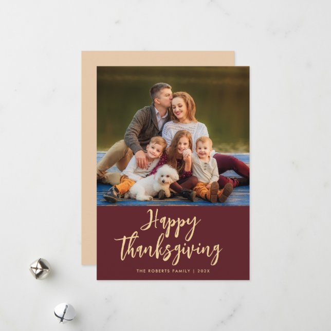 Cartes Pour Fêtes Annuelles bon thanksgiving photo personnalisé vacances (Devant/Arrière en situation)