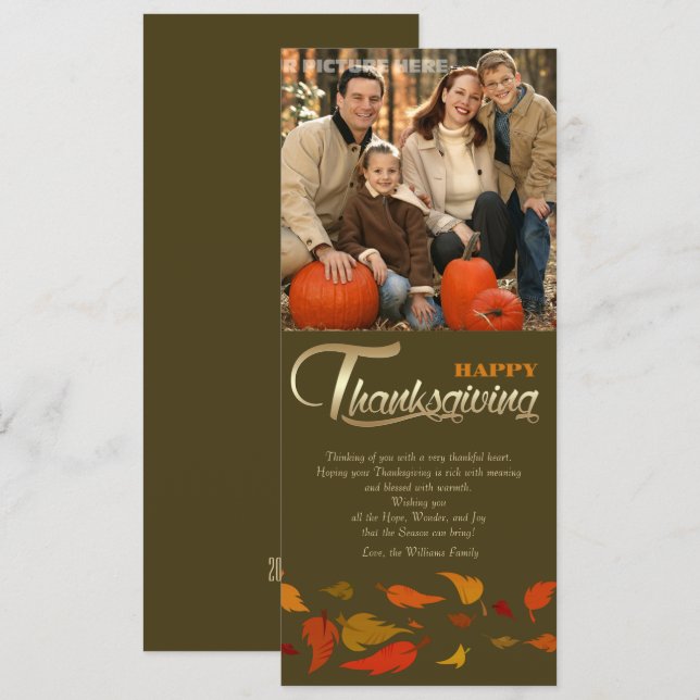 Cartes Pour Fêtes Annuelles Bon thanksgiving. Photo Thanksgiving (Devant / Derrière)