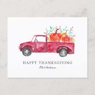 Cartes Pour Fêtes Annuelles Bon thanksgiving Red Truck Automne Citrouille Harv