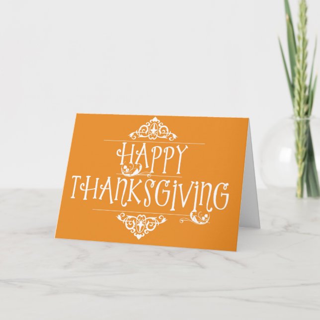 Cartes Pour Fêtes Annuelles Bon thanksgiving Script orange (Devant)