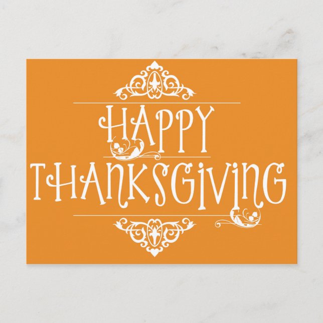Cartes Pour Fêtes Annuelles Bon thanksgiving Script orange (Devant)