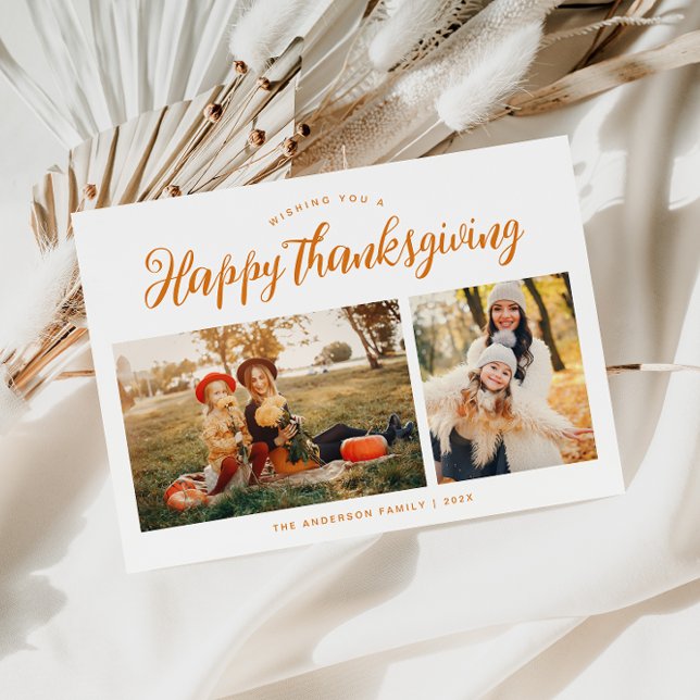 Cartes Pour Fêtes Annuelles Bon thanksgiving Script photo manuscrite (Créateur téléchargé)
