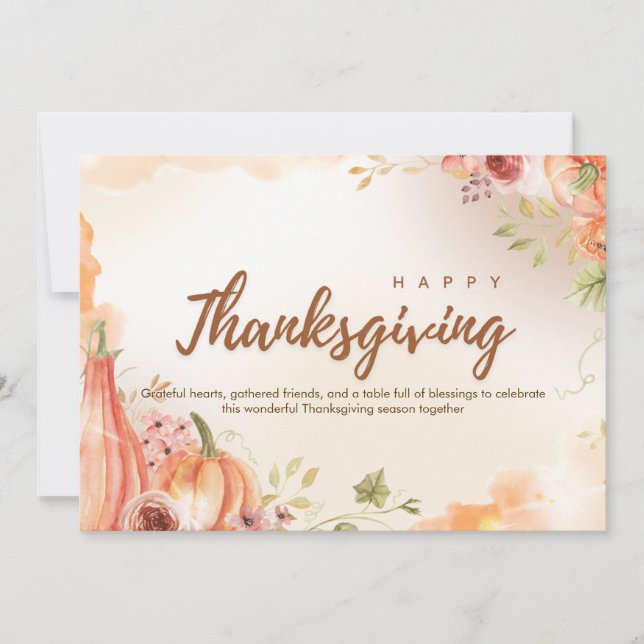 Cartes Pour Fêtes Annuelles Bon thanksgiving simple beige et Brown (Devant)