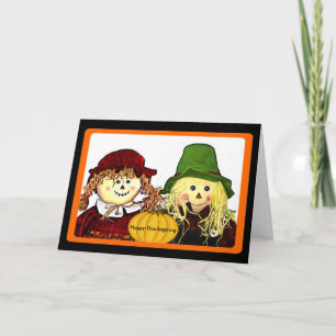 Cartes Pour Fêtes Annuelles Bon thanksgiving Strawgirl & Strawboy Wings