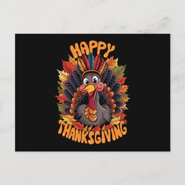 Cartes Pour Fêtes Annuelles Bon thanksgiving Turquie Famille Chute (Devant)