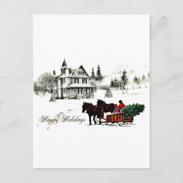 Cartes Pour Fêtes Annuelles Bon vieux Noël (Devant)