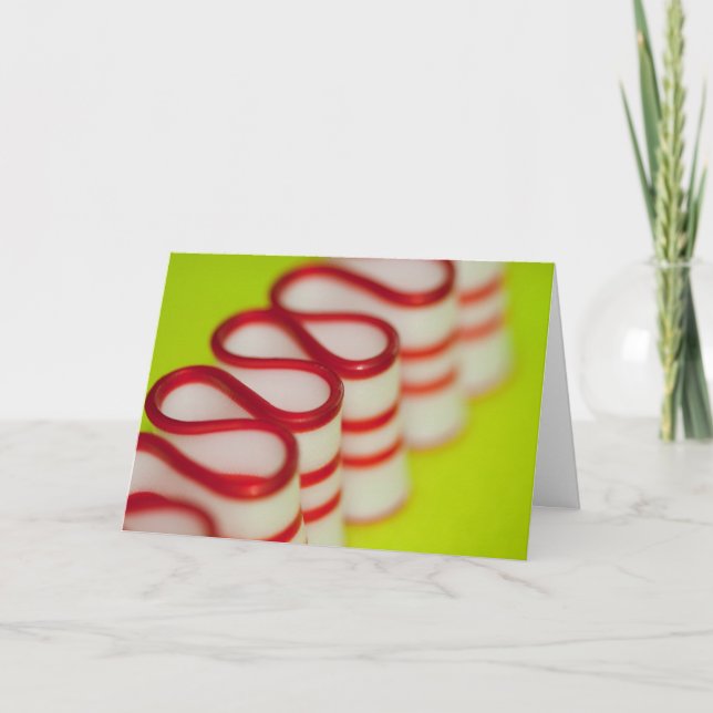 Cartes Pour Fêtes Annuelles Bonbon à ruban rouge et blanc à l'ancienne (Devant)