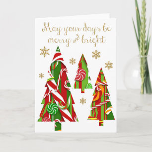 Cartes Pour Fêtes Annuelles Bonbons Arbres de Noël & Pneus d'or