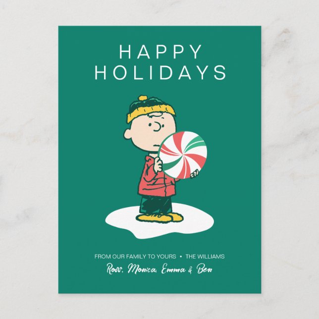 Cartes Pour Fêtes Annuelles Bonbons au poivre Charlie Brown (Devant)