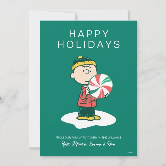 Cartes Pour Fêtes Annuelles Bonbons au poivre de Charlie Brown (Devant)
