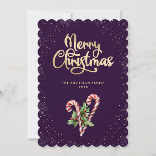 Cartes Pour Fêtes Annuelles Bonbons Canne à Sucre Cerise de Noël