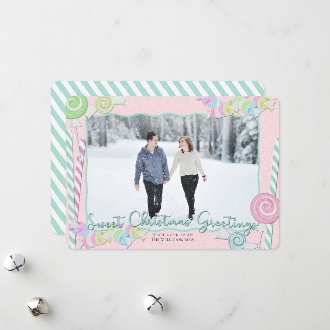 Cartes Pour Fêtes Annuelles Bonbons Noël avec photo (Devant/Arrière en situation)