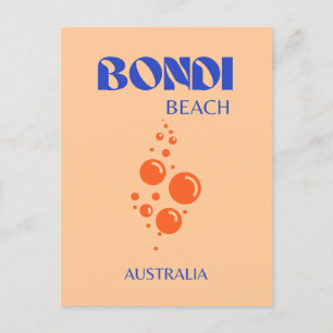 Cartes Pour Fêtes Annuelles Bondi Beach, Art Preppy, Orange, Bleu
