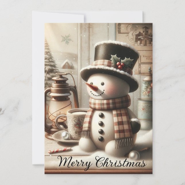 Cartes Pour Fêtes Annuelles Bonhomme de neige (Devant)