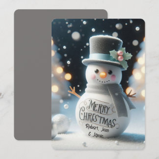 Cartes Pour Fêtes Annuelles Bonhomme de neige à chapeau haut