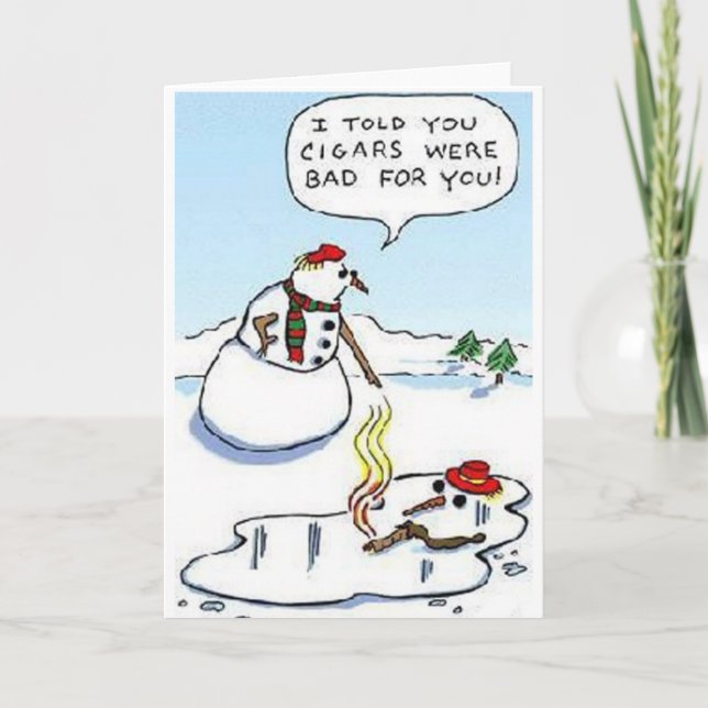 Cartes Pour Fêtes Annuelles Bonhomme de neige après cigare (Devant)