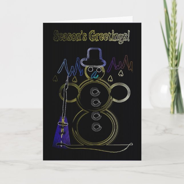 Cartes Pour Fêtes Annuelles Bonhomme de neige au néon (Devant)