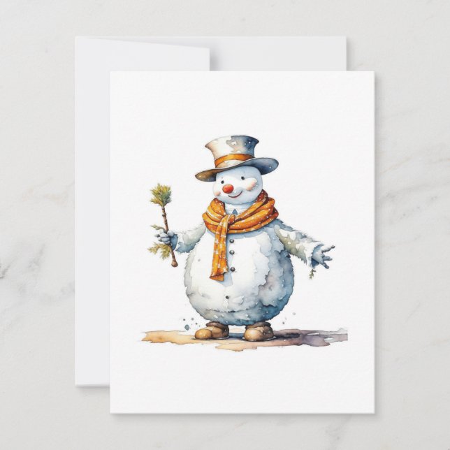 Cartes Pour Fêtes Annuelles Bonhomme de neige B - Aquarelles (Devant)