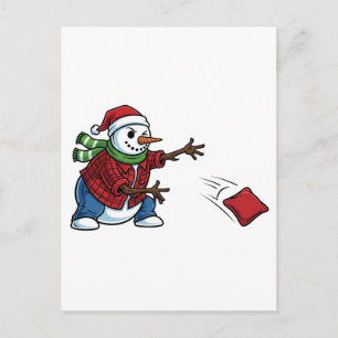 Cartes Pour Fêtes Annuelles Bonhomme de neige Cornhole Noël 2026 Fête Tailgate
