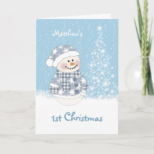 Cartes Pour Fêtes Annuelles Bonhomme de neige de bébé, arbre avec ęr Noël de