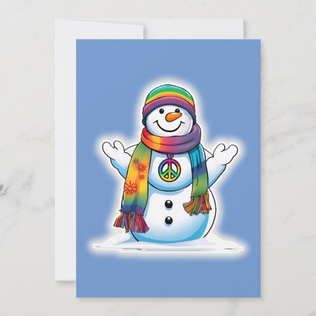 Cartes Pour Fêtes Annuelles Bonhomme de neige de la paix (Devant)