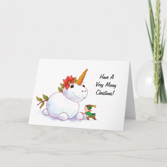 Cartes Pour Fêtes Annuelles Bonhomme de neige de licorne (Devant)