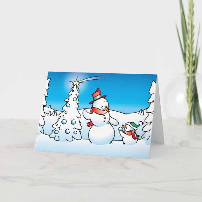 Cartes Pour Fêtes Annuelles bonhomme de neige de Noël (Devant)