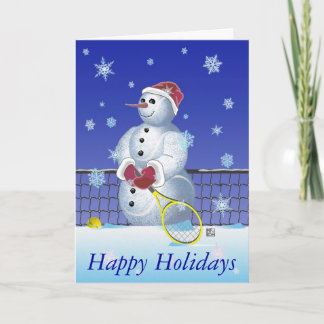 Cartes Pour Fêtes Annuelles Bonhomme de neige de tennis bonnes fêtes