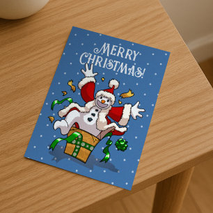 Cartes Pour Fêtes Annuelles Bonhomme de neige drôle Joyeux Noël Surprise Dessi
