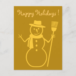 Cartes Pour Fêtes Annuelles bonhomme de neige en or foncé